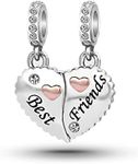 LSxAB Puzzle Heart Best Friend Friendship Charm Compatible with Pandora Charms Bracelets, Metal, No Gemstone