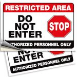 iSYFIX Restricted Area Signs Stickers – 2 Pack 10x7 Inch – Do Not Enter, Authorized Personnel Only Sticker, Premium Self-Adhesive Vinyl, Laminated UV, Weather, Scratch, Water & Fade Resistance