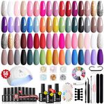 MEFA Gel Nail Polish Kit with Nail Light 32 Colors All Seasons Popular Gel Polish Set with Base and Matte/Glossy Top Coat Nail Art Decorations Manicure Essential Tools Starter Kit DIY Salon Home Christmas Gifts for Women Girls