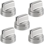 PANDEELS WB03X24818 Stainless Steel Knobs Compatible with GE Stove Knob Replacements - Gas Range Burner Control Knob Replace 4363588, AP5989029, PS11729081, EAP11729081 (Pack of 5,Not Universal)