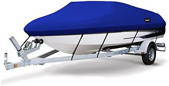 MSC Heavy Duty 600D Marine Grade Polyester Canvas Trailerable Waterproof Boat Cover,Fits V-Hull,Tri-Hull, Runabout Boat Cover (Model D - Length:17'-19' Beam Width: up to 96", Pacific Blue)