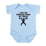 CafePress Muscles From My Uncle Body Suit Cute Infant Bodysuit Baby Romper