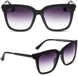 DIFF Hailey oversized lightweight square sunglasses for women UV400 protection, Matte Black + Sharp Grey Gradient