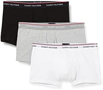 Tommy Hilfiger 3p LR Trunk Boxers, Black/White/Grey Heather 004, M (Pack de 3) para Hombre
