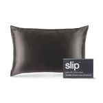 SLIP Queen Silk Pillow Cases - 100% Pure 22 Momme Mulberry Silk Pillowcase for Hair and Skin - Queen Size Standard Pillow Case - Anti-Aging, Anti-BedHead, Anti-Sleep Crease, Charcoal (20" x 30")