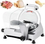 Aprafie Commercial Meat Slicer, 10 inch Electric Food Slicer, 240W Frozen Meat Deli Slicer with Premium Chromium-plated Steel Blade Semi-Auto Meat Slicer for Commercial and Home use