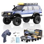 BEEZRC FMS 1/18 Scale RC Crawler FCX18 RTR Land Cruiser Toyota Licensed 4WD RC Rock Truck 2.4Ghz Hobby Grade RC Car Mini Remote Control Off Road Vehicle with 900mAh Battery FMS11831RTRBU (Blue)