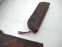 Genuine Leather Pen Pouch Zipper, P