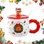 Cretvestsar Christmas Mug with Large Capacity, Hand-Painted Christmas Mug, Insulated Christmas Mug for Lovers, Hot Drinkers, Coffee Drinkers, Tea Drinkers, Gift Buyers (Ceramic C)