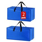 2 Pack Heavy Duty Extra Large Moving Bags Storage Tote - Strong Handles& Backpack Straps - Space Saving Storage Bags Alternative to Moving Boxes and Bins,Compatible with Ikea Frakta Cart, Blue