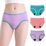 INNERSY Teen Girls Period Pants Cotton Menstrual Knickers Teenage Leak Proof Panties Multipack 3 (12-14 Years, Pink/Blue/Purple)