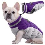 Kuoser Dog Winter Coat Waterproof Cold Weather Warm Jacket for Small Medium Large Dogs Cozy Fleece Lined Puppy Winter Vest with Fur Collar Reflective Zip Up Pet Apparel Outdoor Clothes, Purple