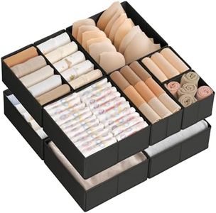 Criusia Drawer Organizer Clothes, Foldable Closet Organization and Storage for Nursery, Bedroom, Black