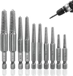Xiciki 10 PCS Screw Extractor Drill Bit Set,1/4" Hex Shank Broken Screw Extractor, Bolt Extractor,Screw Remover And Extractor Bit Set for Removing Broken Bolts, Studs
