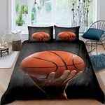 Loussiesd Basketball Duvet Cover Sports Theme Comforter Cover 3D Ball Pattern Bedding Set For Kids Adults Gift for Basketball Player Quilt Cover Ultra Soft Room Decor Single Size Bedclothes 2Pcs