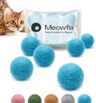 MEOWFIA Wool Ball Toys - 6-Pack of Safe for Cats and Small Dogs Balls - 1.5 Inch Felted Wool Cat Toy and Dog Toy - Perfect with Cat Cave - Silent - Mini Tennis Balls - (2in/Aquamarine)