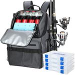 PLUSINNO Fishing Backpack with Rod Holders & Cooler, 45L Large Water-Resistant Fishing Tackle Bag,Fishing Tackle Backpack
