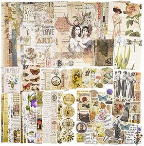 100 Pieces Vintage Ephemera Pack Junk Journal Kit Scrapbook Supplies Decoupage Paper Sticker Material for Art Journaling Bullet Journals Planners Collage Album Crafter Gifts (Retro)