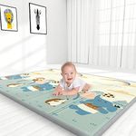 YOOVEE Baby Play Mat, Extra Large Folding Baby Crawling Mat, Waterproof Reversible Playmat Foam Non Toxic Anti-Slip Portable Kids Play Mat for Infant, Toddler, 79" x 71" x 0.4"