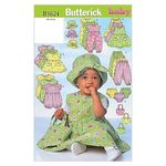 Butterick Patterns B5624 Size NB0 NB-Small-M Infants Dress Jumper Romper Jumpsuit Panties Hat and Bag, Pack of 1, White