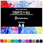 Crafts 4 ALL Fabric Pens - Pack of 12 Permanent, Dual Tip Fabric Markers in Vibrant Colours - Paint Pens for Paper, Bags, Shoes & Clothes