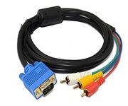 VGA to RCA Cable,VGA Male Plug 15 Pin to 3 RCA Audio AV Cable Adapter for HDTV PC DVD Display Cable Converter -5ft/1.5m