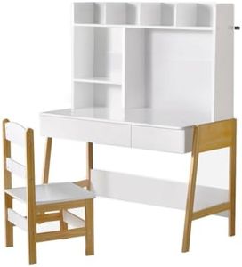 Keezi Kids Table and Chairs Set, Children Study Chair Desks Tables Storage Drawers Drawing Painting Learning Activity Setting Home Living Room Bedroom Furniture, with Large Drawer