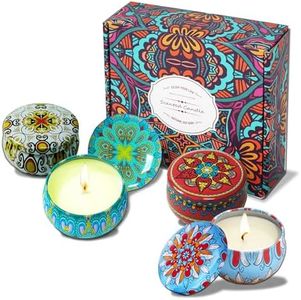 Scented Candles Multipack Gift Set, Natural Soy Wax Vegan Candles, Long Burning, Gift Wrapping for Christmas, Valentine, Mother's Day, Birthday4 Different fragrances (Floral)