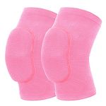 Volleyball Knee Pads for Dancers, Knee Sleeve with Thick Foam Padding, Soft Breathable Knee Pads for Men Women Kids Knees Protective, Knee Brace for Volleyball Football Dance Yoga Tennis Running Cycling Workout Climbing (Pink-Medium)