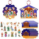 FaCraft Nativity Crafts for Kids 24PCS Make a Nativity Scene Stickers Ornament Christmas Crafts Kits,DIY Nativity Set for Sunday School Classroom Religious Christian Xmas Party Game Favor Gifts