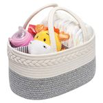 Goklmn Baby Nappy Caddy Organiser with 3-Compartments, Multifunctional Nappy Diaper Caddy Storage Nursery Bin Basket, Portable Nappy Bags,GrayMottled