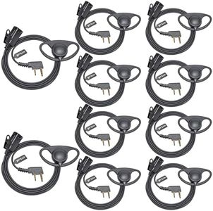 HYS 1-Wire Earpiece with Mic&PTT for Baofeng Walkie Talkie BF-F8HP BF-F9 UV-82 UV-82HP UV-82C UV-5R UV-5R5 UV-5RA UV-5RE UV-5X3 and Kenwood NX TK Series 2pin Radios, D Shape Ear Hook