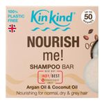 KinKind Shampoo Bar - NOURISH Me! Solid Shampoo Bar | Normal, Dry & Grey Hair | Coconut & Argan Oil for Hair | Natural Shampoo Bar, Travel Shampoo Bars for Hair UK | Up to 50 Washes - Vegan