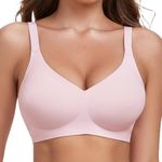 Gailife Womens Jelly Bra for Women Wireless Bras Seamless No Underwire Supportive Full Coverage T-Shirt Bra -Elegant Pink-S