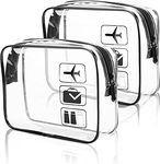 OVS4U 2 Pack TSA Approved Toiletry Liquids Bag, Travel Clear Toiletry Bag with Zipper and TSA Aviation Logo, Carry-on Travel Accessories | Quart Size | Cosmetic Pouch Makeup Travel Bags for Women/Men