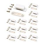 QEDT Cabinet Magnet Latch - Best for Cabinet Doors, Cupboards, Drawers and Shutters - Cabinet Magnetic Latch Easy Install - Magnetic Cabinet Catch Screws Included - Set of 12(White)