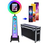 HITUGU Portable Photo Booth for iPad 10.2in 10.9in 11in 12.9in 13in,Metal Shell Selfie Station photobooth Machine,RGB Ring Light,Custom Logo,Remote Control,Flight Case,for Parties,Wedding,Halloween