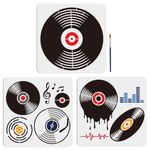 MAYJOYDIY 3pcs Music Record Notes Stencils 11.8×11.8inch Vintage Music Record Painting Stencil with Paint Brush Musical Notes Drawing Stencil for Canvas Wall Furniture Decor DIY Art Crafts