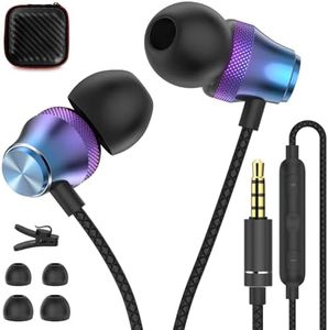 Wired Earbuds with Mic for Laptop PC Chromebook Noise Cancelling Ear Buds with 3.5mm Plug in Audio Jack Corded Headphone for Samsung A25 A15 A32 A52 A03s PS4 Surface Fire Nintendo Switch, Blue