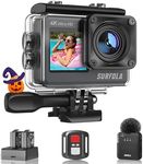 Waterproof Action Camera 4K-Ultra HD 60FPS 24MP 40M Underwater Helmet Vlog WiFi Camera，8X Zoom Touch Dual Screen EIS Stabilization Cam/Wireless Mic/Remote Control/Battery*2/Charger/Accessories Kit