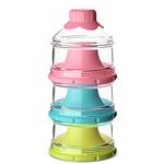 Vicloon Baby Milk Powder Dispenser, Portable 3 Layers 115ml per LayerTransparent compartments, Kids Baby Storage Container Stackable Pots, Milk Powder Dispenser & Snack Storage Container