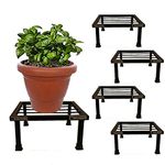 Qualisure Plant Stand For Balcony Planter Pot Stand for Outdoor/Indoor Plants Heavy Gauge Iron Stand For Pots for Plants Gamla Stand For Home/ Garden Flower Pot Stand For Living Room-(Black-Set of 4)