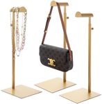 K KAIDIYIN Gold Purse Display Stand, 3 Pack Heavy Duty Stainless Steel Handbag Stand, Adjustable High Bag Hanger Stand Bag Display Rack for Closet, Retail Display Stand Hanging Luxury Purses
