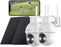 【2 Pack】 Solar Security Cameras Wireless Outdoor,2K Outdoor Camera Wireless Solar Powered,Pan Tilt 360°WiFi Camera with Color Night Vision,PIR Sensor,2-Way Audio, Work with Alexa