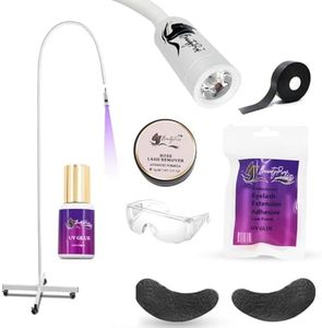 BeautyPros UV Light for Lash Extension - LED Foot Pedal UV Gel Curing Lash Light Lamp - Adjustable Lash Lamp for Lash Artists, Nail Tech, Makeup Studios. Gooseneck Light. (White Rolling)