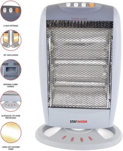 STAYWARM Halogen Heater, 1200W – Grey