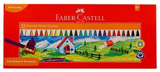 Faber-Castell Erasable Plastic Crayon Set - 110mm, Pack of 25 (Assorted)