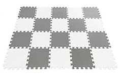 20 Pieces Foam Mat Tiles, Interlocking Mats, Foam Floor Tiles, Foam Play Mats Baby, Puzzle Floor Mats, Exercise Mats, Puzzle Play Mats for Kids, Gym Workout Mats – Color of Gray & White