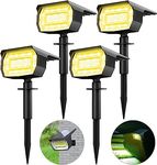 4 Pack Solar Spotlights Outdoor, 72 LED Solar Spot Lights Outdoor Waterproof, 3 Modes Solar Lights Outdoor Dusk-to-Dawn Solar Flood Lights for Garden Wall Yard Landscape Driveway Pathway, Warm White