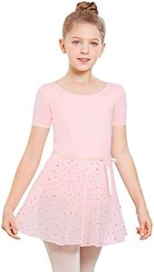 Stelle Ballet Leotards for Girls Toddler Dance Dress Outfit Combo with Skirt and Tights (Toddler/Little Kid/Big Kid)(Ballet Pink (Shiny Skirt),130)